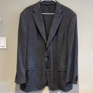 Ermenegildo Zegna Silk and Cashmere Charcoal Blazer with Brown Accents